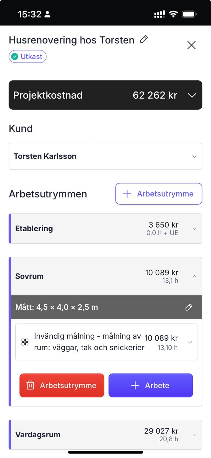 EstimatePro - Projektöversikt